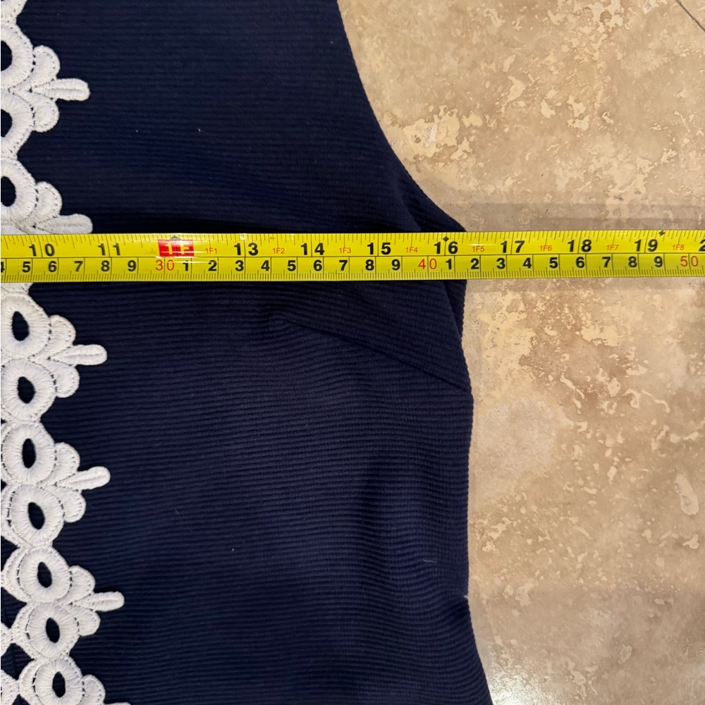 Lilly Pulitzer Navy and white dress.  Fits beautifully.  Enclosed pics are me - Picture 4 of 7